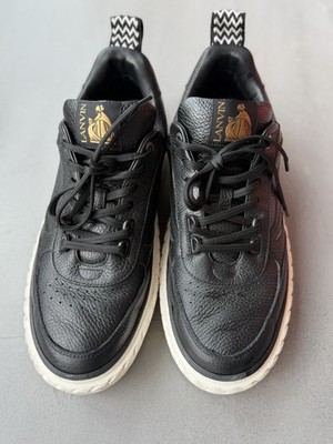 Lanvin Curbies 2 Sneaker Low Schwarz Leder Gr. 45 Full Set / Box NP 590 