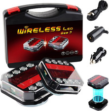 Upgraded Wireless Magnetic Trailer Lights Kit, Rechargeable LED Tail Lights with