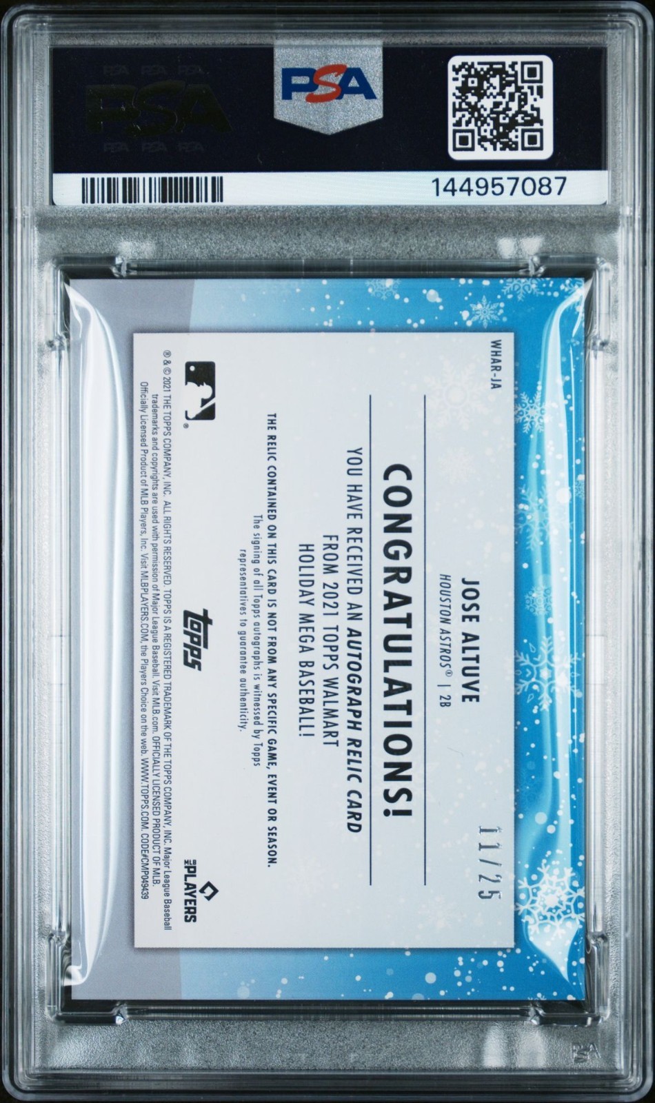 💥2021 Topps Holiday JOSE ALTUVE Astros Patch Relic SSP /25 Pop 1 PSA 10 Auto!💥 view 4