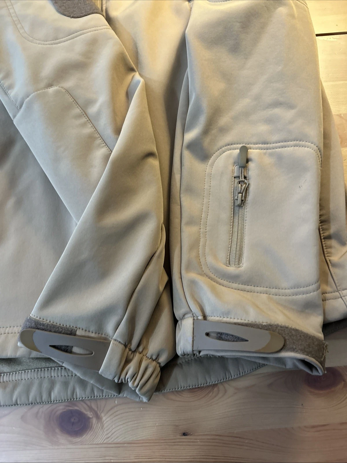 TACVASEN? Mens Medium Tactical Soft shell Fleece Carmel Coat With Flag Patch image 5