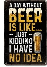 Vintage Look Bar Sign Decor, Funny Metal Beer Sign for Home Bar