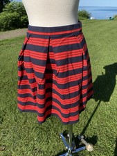 GAP Pleated Stripe Red Blue School Mini Skirt USA Spandex Cotton Girls Size 14