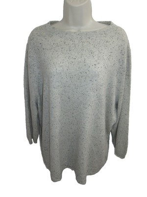 Talbots 100% Cashmere Gray Heather Crew Neck 3/4 Sleeve Sweater Plus Size 3X