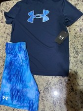 Under Armour Boys 2-piece shorts set Dri fit Blue Size Youth Small S