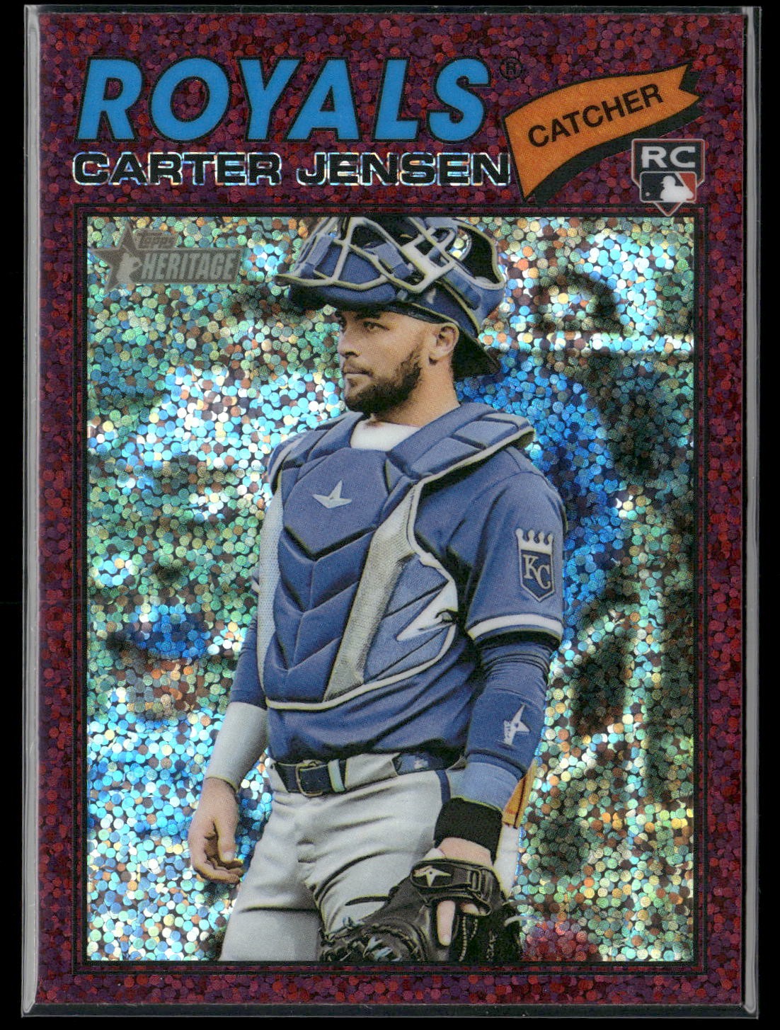 2026 Topps Heritage #199 Carter Jensen Chrome Burgundy Sparkle Refractors