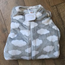 NEW Hudson HB Baby Sleep Sack Fleece PJ MD 6-12 Months Long Sleeve Gray Clouds