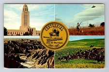 NE-Nebraska, Scenic Greetings, Badge Greetings, Vintage Postcard