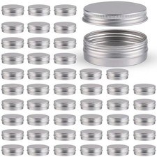 48 Pcs Aluminum Round Cans With Lid 2 Oz Metal Tins Food Candle Containers With