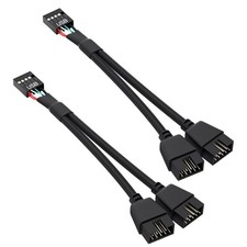 2PCS Motherboard USB Header Splitter - USB 2.0 to Dual 9 Pin Extension Cable,...