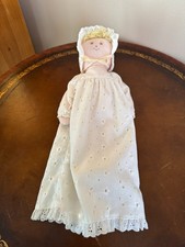 Vtg Saks Fifth Avenue 16 Eden Toys Pink Plush Cloth Rag Doll White Dress Bonnet