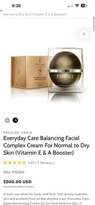 Predire Paris Everyday Care Hydrating Moisturizing Cream Argan Oil 1.7 fl oz