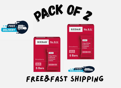 (2 pack) RXBAR Protein Bars Gluten-Free, Strawberry, 5 Count