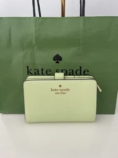 NWT KATE SPADE Madison  Medium Compact Bifold Wallet In Matcha Latte