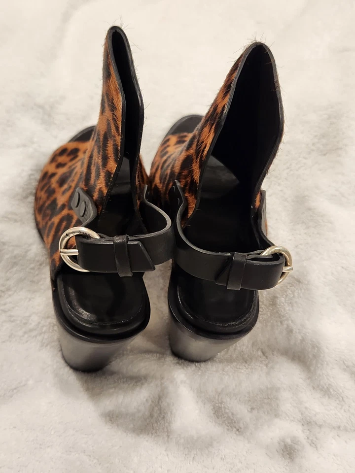 RAG & BONE Wyatt Open Toe Brown Beige Cowhide Leopard Sandals Sz 39.5 - Image 4 of 4