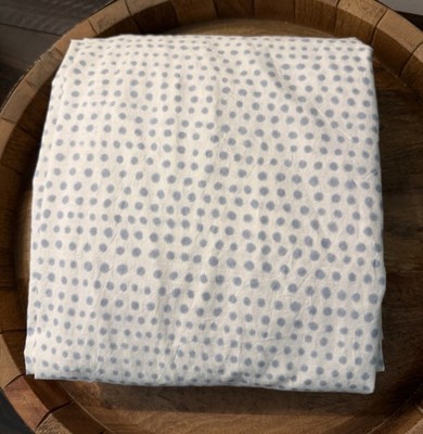 West Elm Kids Polka Dot XL Twin (Fitted Sheet Only) Cotton White Blue Excellent