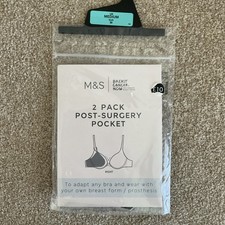 RRP  10 M S MEDIUM RIGHT 2 Pack Post Surgery Mastectomy Pocket BLACK M