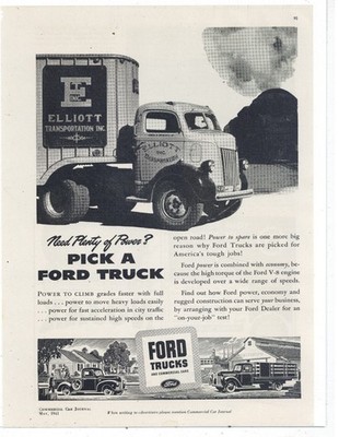 1941 Ford Commercial Trucks Ad: Elliott Transportation Tractor Trailer Featured
