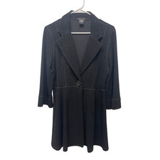 Eva Varro Empire one button textured cardigan black size Large made in USA