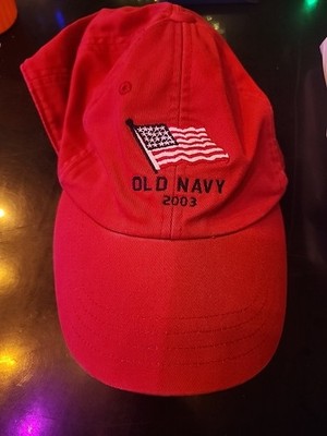 Old Navy USA Ball Cap Hat vintage 2003 100% Cotton Red Boys Youth Adjustable 