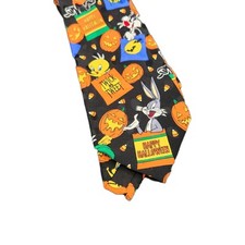 Looney Tunes Mania 1998 Tie Halloween Twick or Tweet Pumpkin Tweety Vintage Silk