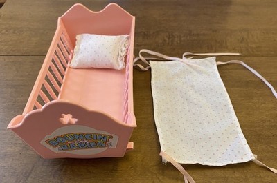 Vintage 1988 Galoob LGTI Pink Rocking Baby Doll 7  Cradle Crib Dollhouse Pillow