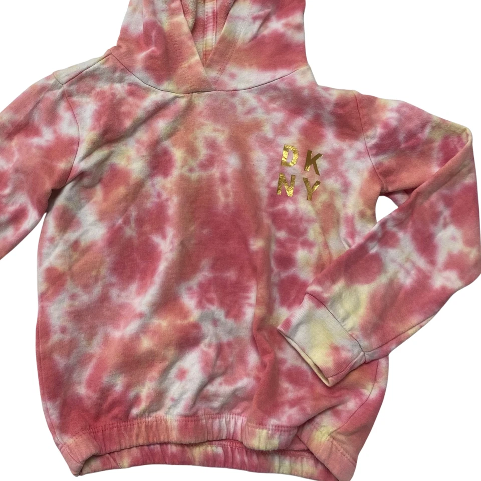 DKNY Toddler Girls Pullover Hoodie Pink Yellow Camo 3T - Image 2 of 4