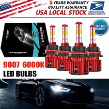 4x 9007/HB5 LED Headlight Bulbs Kit 6500K White High Low Beam Light Super Bright