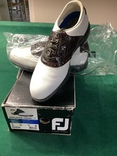 FOOT JOY DRY JOY UK 8  WHITE AND BROWN CROC0DILE TRIM