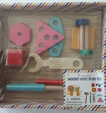 10 Count Wooden Tools Play Set W/Hammer, Ages 4 By Ankyo New