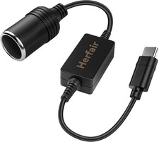 USB C Male to 12V Car Cigarette Lighter Socket Female Converter Adapter Power Ca