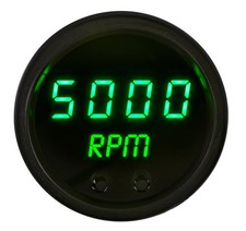 Jegs Mini Tachometer Led Digital Black Face Black Bezel Green Numbers