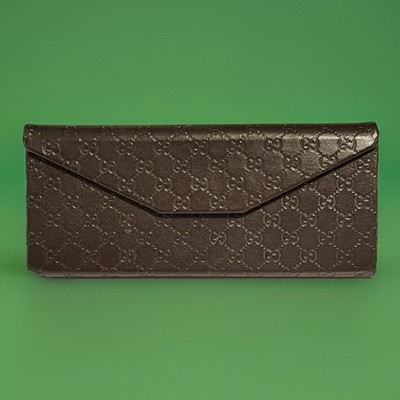 Gucci GG Monogram Trifold Leather Eyeglasses Sunglasses Case  display picture 2