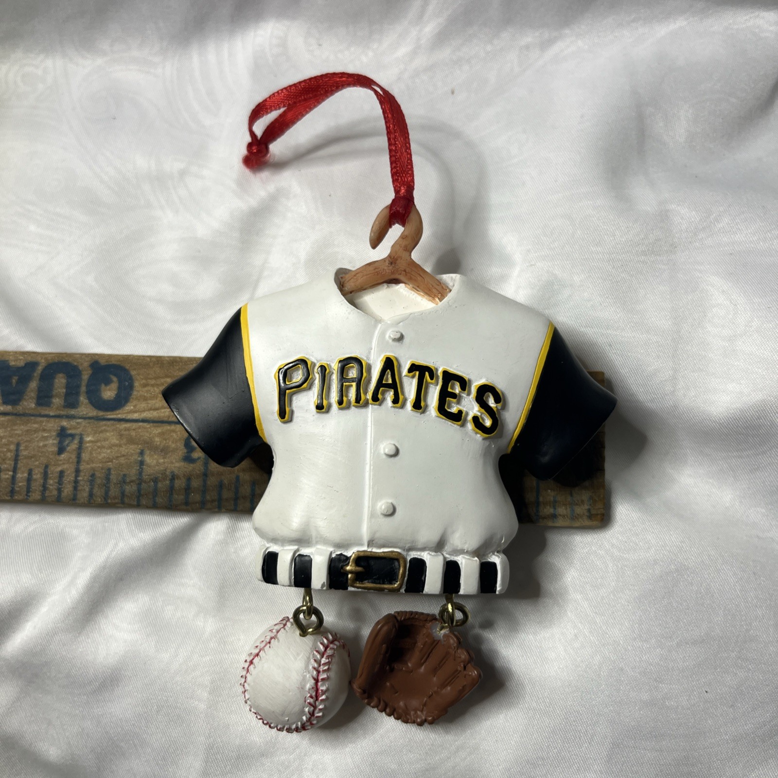 Pittsburgh Pirates Vintage Ornament - Home Jersey with Baseball & Glove