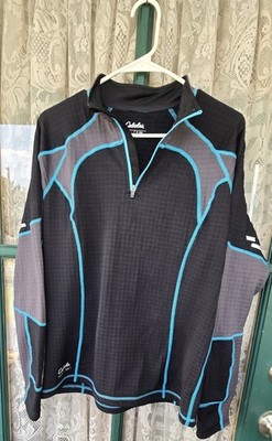 Cabelas Mens Large  1/4 Zip ECWCS Polar Weight Baselayer Waffle Black Blue Gray