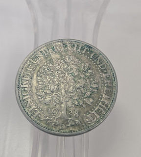 5 Reichsmark 1928 D Eichbaum Deutsches Reich Silber J.331 Original Patina