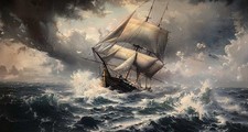 stunning oil painting handpainted on canvas  ”sea storm"A03