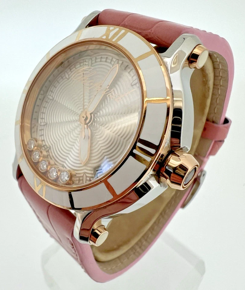 CHOPARD HAPPY SPORT 278551-6002 DAMAS SUIZO ORO ROSA CUARZO CAJA Y PAPELES Foto 2 de 4