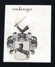 1820 Krieger Wappen Adel coat of arms heraldry Heraldik Kupferstich engraving