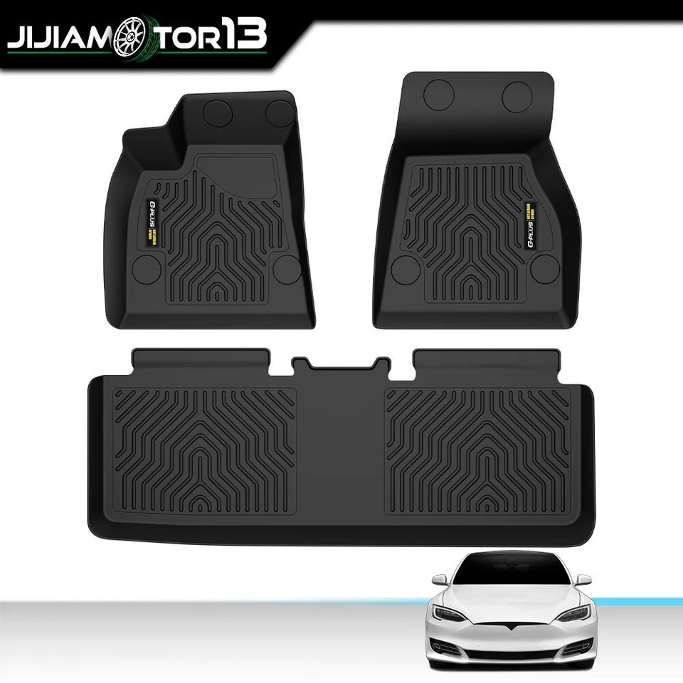 Fit For 2015-2020 Tesla Model S Floor Mats TPE All Weather Full Set Liners Black - Image 2 of 4