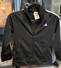 Adidas Sweater Large Youth Black Full Zip Pockets Hoodie