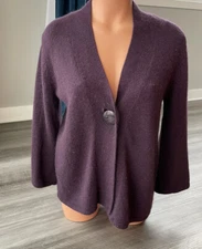 Tweeds Purple Angora Wool Cardigan Sweater M One Button Lagenlook