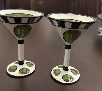 2 Pottery Martini Glasses-Really Cute!