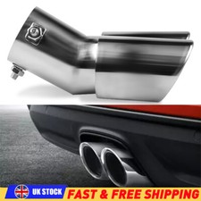Universal Double Twin Exhaust Tip Trim Pipe Tail Muffler Chrome Stainless Steel