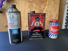 Miscellaneous Vintage Tins, Delhi Brake Fluid, SOS Cutting Oil, Brasso Cleaner