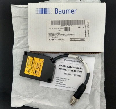 BAUMER 10161885 CH-8501 THICKNESS SENSOR LONG RANGE  Photoelectric Distance New