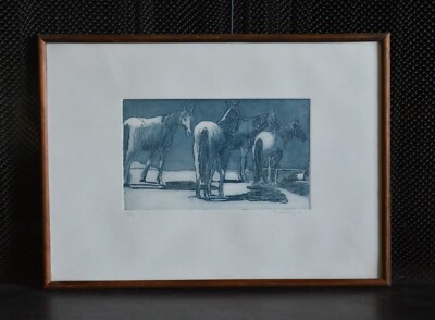Micki Cruz - Vtg. Etching Four Horses - Signed Lmtd Ed. 1/20 - 1981 - Framed