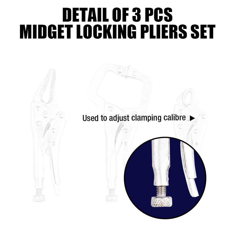 3 Pcs Locking Pliers Straight Needle C Clamp Lock Jaw Vice Locking Grip