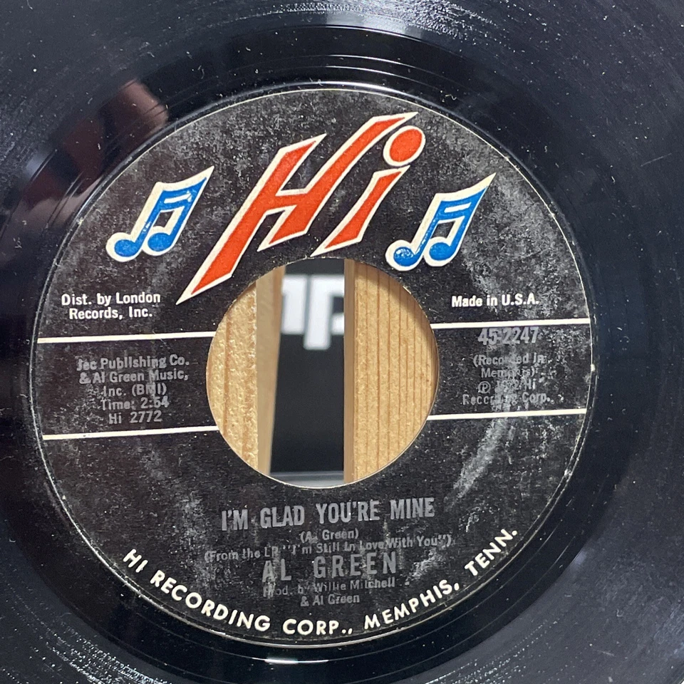 Al Green 45rpm Here I Am, I'm Glad You're Mine, 1973 Hi London HI 2247 - Image 2 of 3