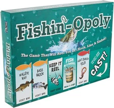 Fishin Opoly Tabletop Game for 2 to 6 Players Family Fun Fishing Adventure  