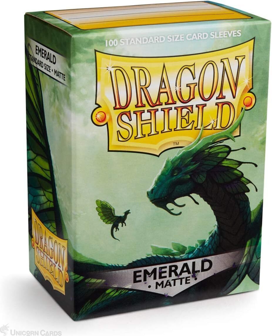 Dragon Shield Matte Emerald Sleeves : Standard Size (100) : One Piece/Digimon/Po
